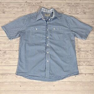 Wrangler Long Live Cowboys Blue Plaid Short Sleeve Button Down Shirt L